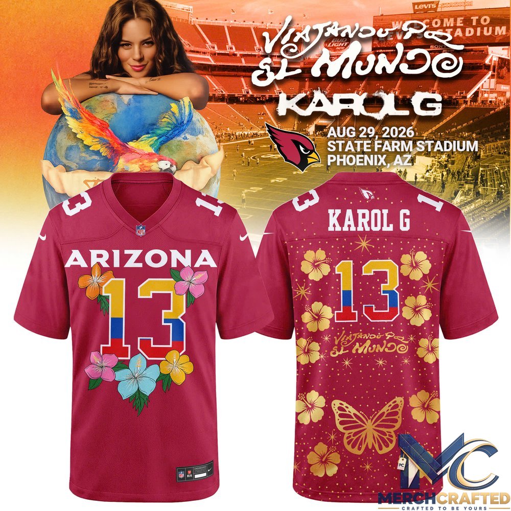 Arizona Cardinals x Karol G Viajando Por El Mundo Tropitour 2026 Football Jersey