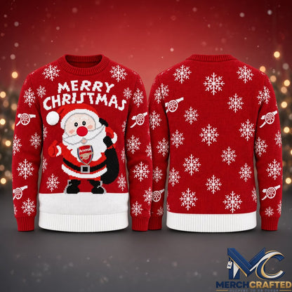 Arsenal Santa Claus Ugly Christmas Sweater 2026 Knit Jumper Merry Christmas Cannon Crest Holiday Gift