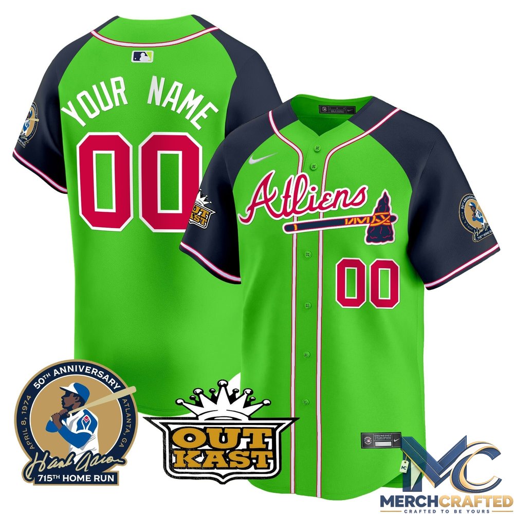 Atlanta Braves Atliens & Hank Aaron Premier Limited Custom Jersey