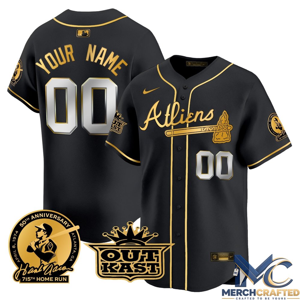 Atlanta Braves Atliens & Hank Aaron Premier Limited Custom Jersey