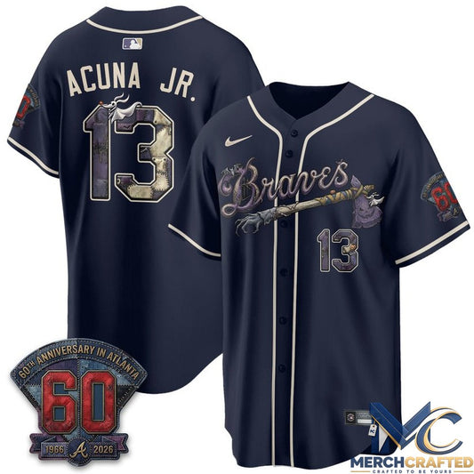 Atlanta Braves Nightmare Halloween Edition Baseball Jersey