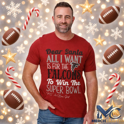 Atlanta Falcons Dear Santa Super Bowl Christmas T Shirt