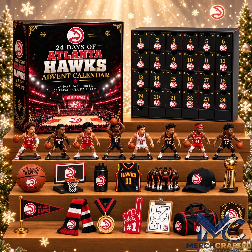 Atlanta Hawks NBA 24 Day Christmas Advent Calendar Basketball Fan Gift Set with Collectibles