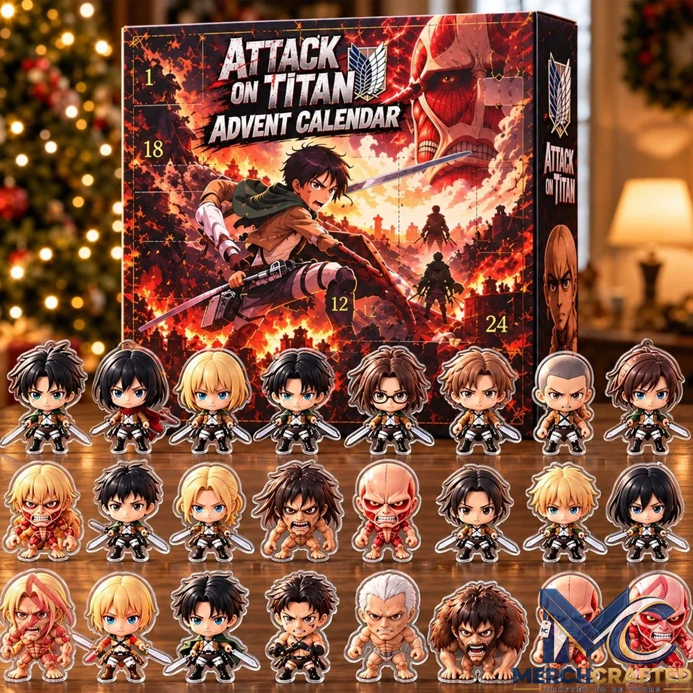 Attack on Titan Advent Calendar 24 Day Anime Character Surprise Figures Christmas Gift for Fans