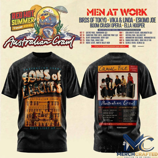 Australian Crawl – Red Hot Summer Tour 2026 3D T-Shirt