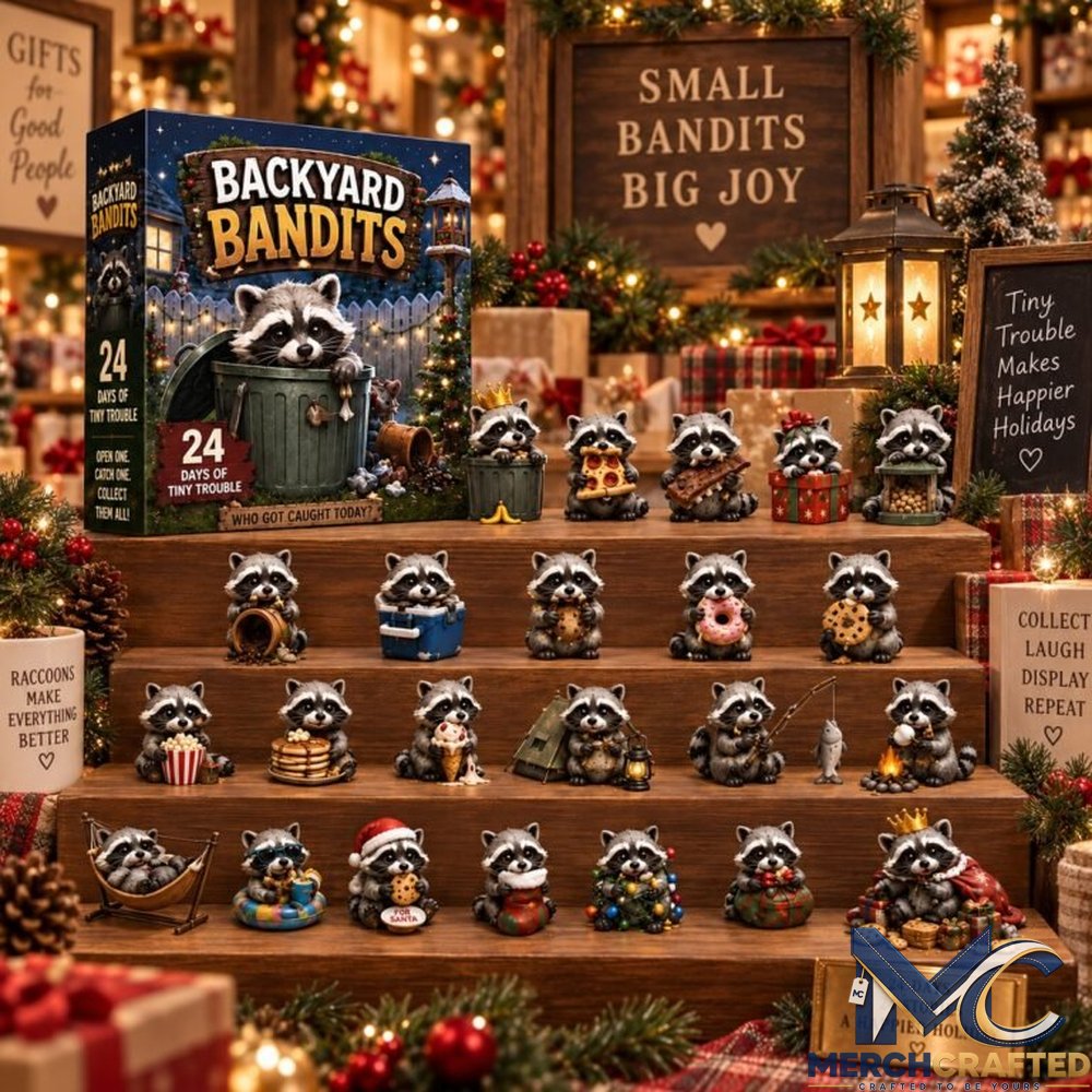 Backyard Bandits Advent Calendar – 24 Days of Tiny Trouble Raccoon Figurines Countdown