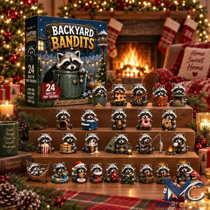 Backyard Bandits Advent Calendar – 24 Days of Tiny Trouble Raccoon Figurines Countdown