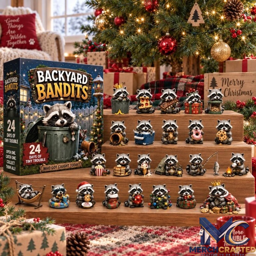 Backyard Bandits Advent Calendar – 24 Days of Tiny Trouble Raccoon Figurines Countdown