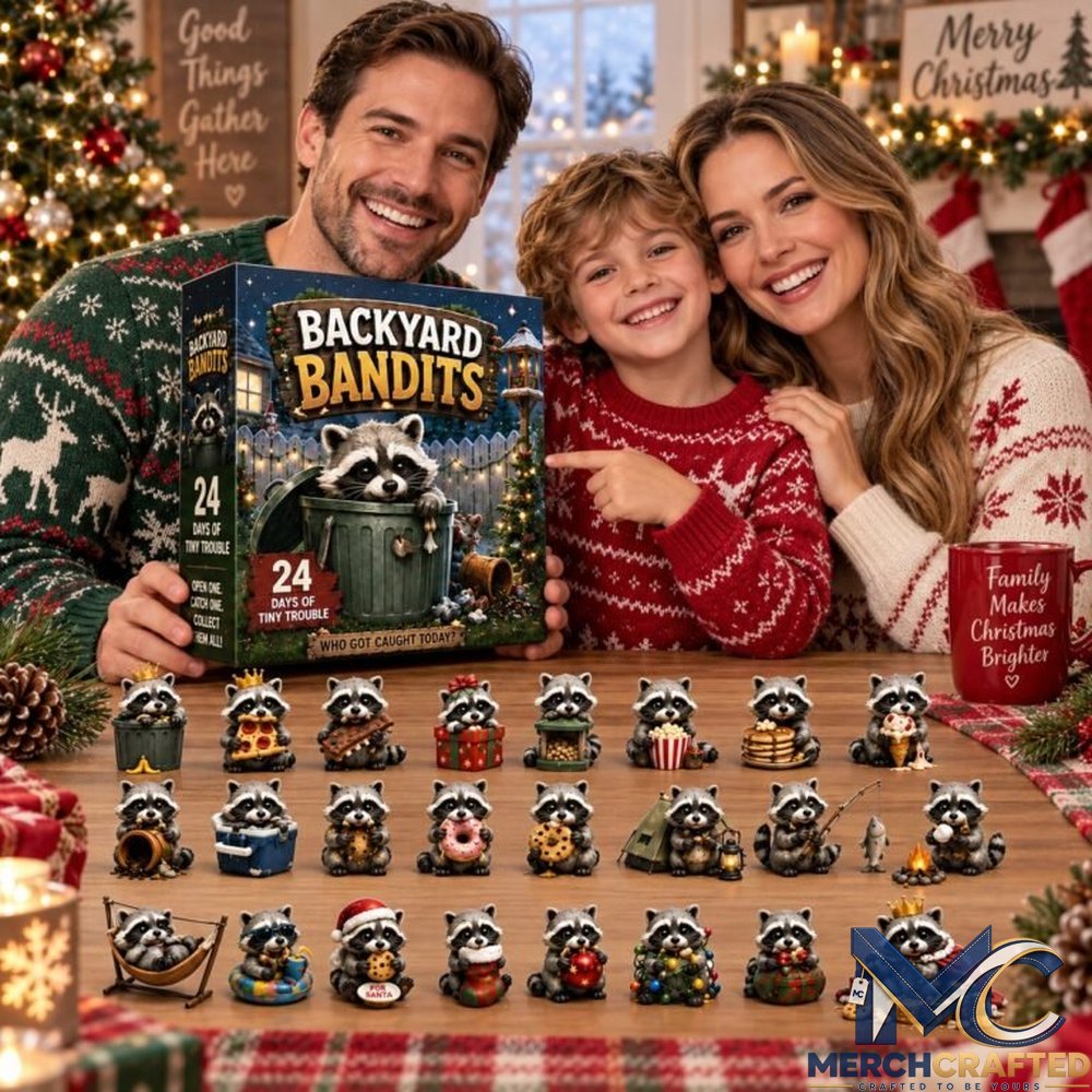 Backyard Bandits Advent Calendar – 24 Days of Tiny Trouble Raccoon Figurines Countdown