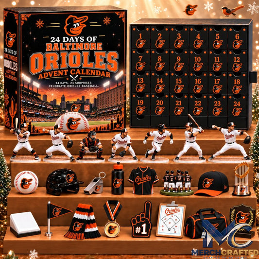 Baltimore Orioles MLB 24 Day Christmas Advent Calendar Baseball Fan Gift Set with Collectibles