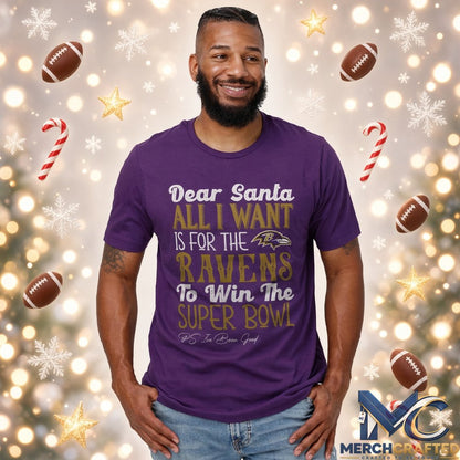 Baltimore Ravens Dear Santa Super Bowl Christmas T Shirt