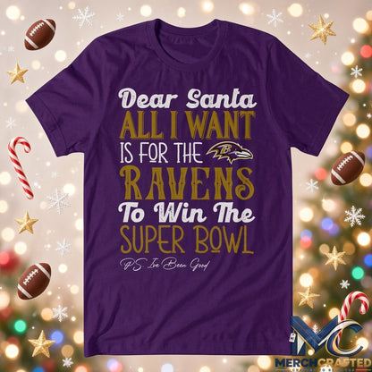Baltimore Ravens Dear Santa Super Bowl Christmas T Shirt