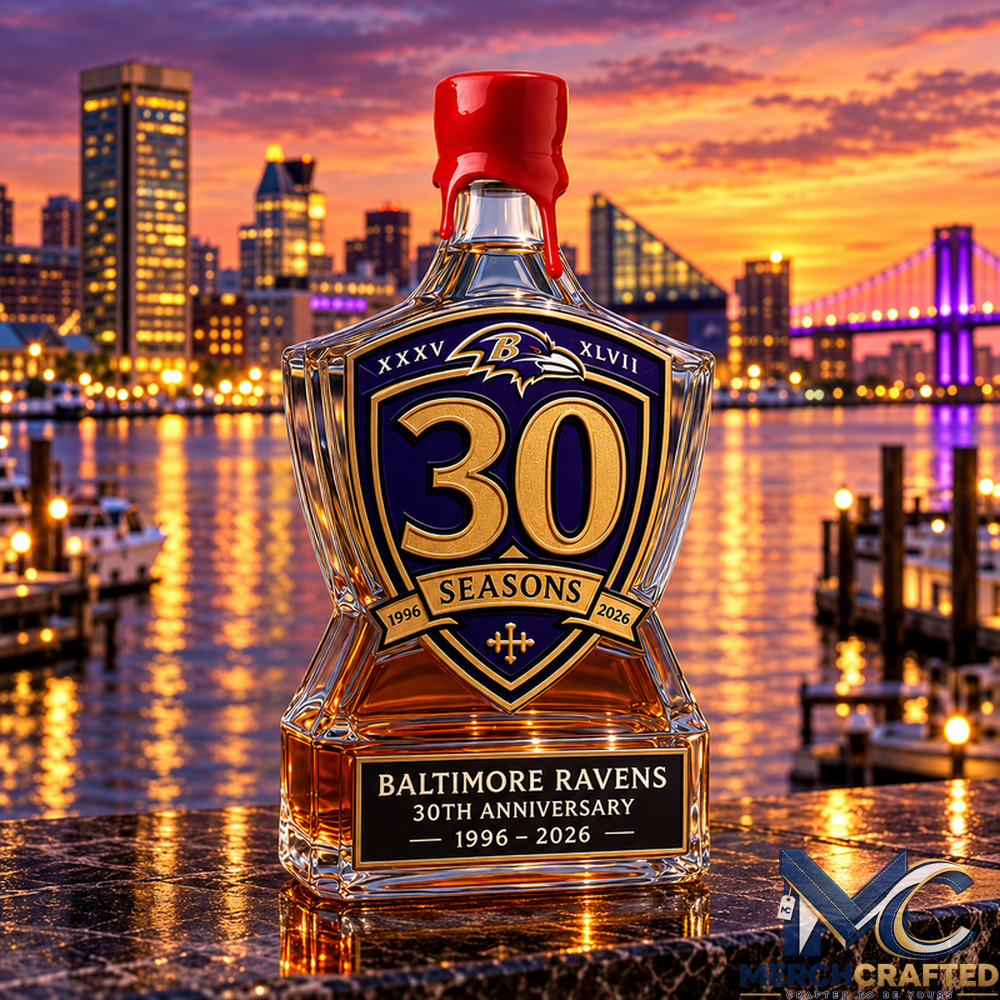 Baltimore Ravens Logo 30th Anniversary 2026 Whiskey Decanter