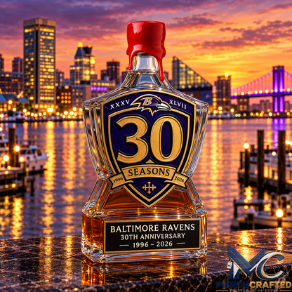 Baltimore Ravens Logo 30th Anniversary 2026 Whiskey Decanter
