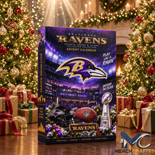 Baltimore Ravens NFL 24 Day Christmas Advent Calendar with Collectible Football Ornaments Gift Set