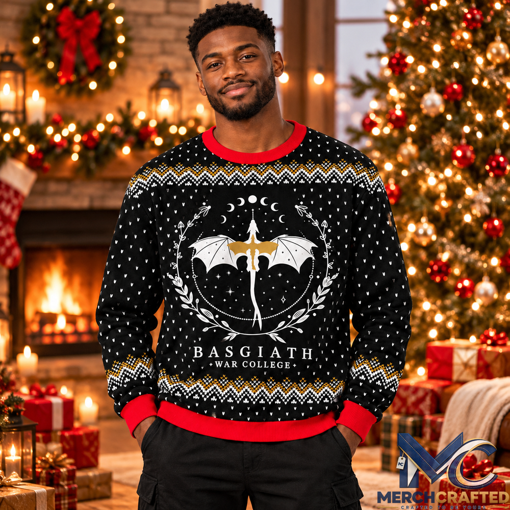 Basgiath War College Dragon Ugly Christmas Sweater Fantasy Holiday Sweater for Men and Women