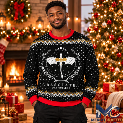 Basgiath War College Dragon Ugly Christmas Sweater Fantasy Holiday Sweater for Men and Women