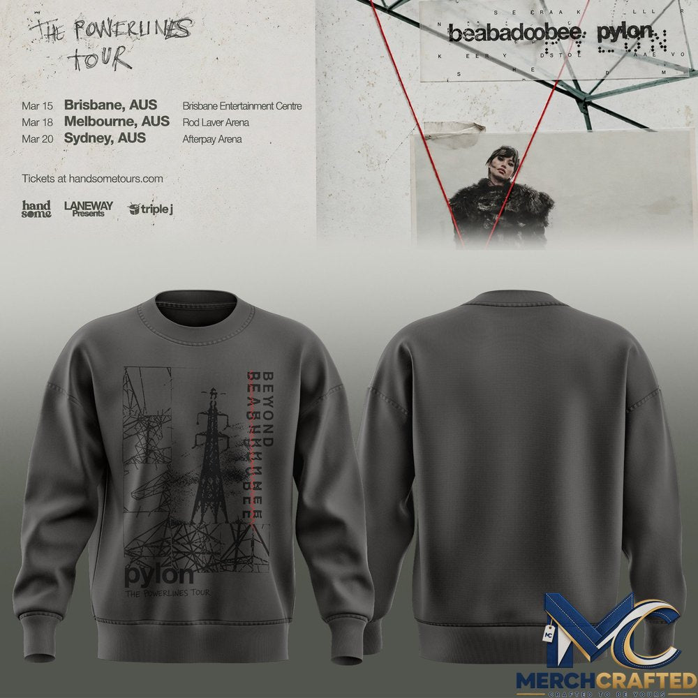 Beabadoobee Powerlines Tour 2026 Gray Edition Sweatshirt