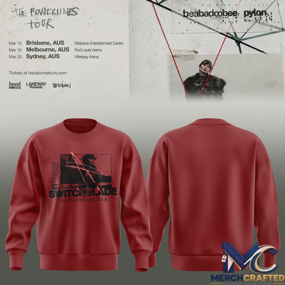 Beabadoobee Powerlines Tour 2026 Switchblade Sweatshirt