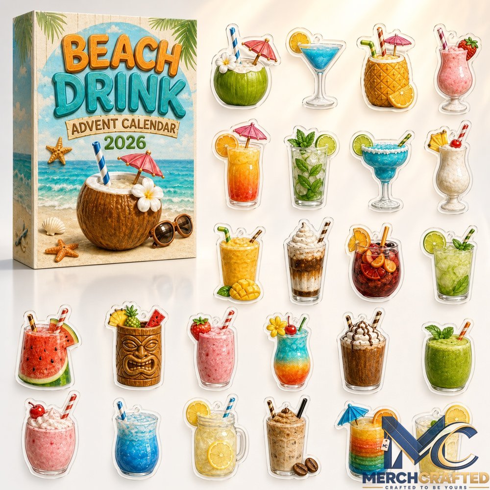 Beach Drink x Cocktail Smoothie Advent Calendar 2026  Tropical Holiday Countdown Fan Gift
