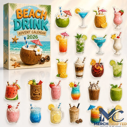 Beach Drink x Cocktail Smoothie Advent Calendar 2026  Tropical Holiday Countdown Fan Gift