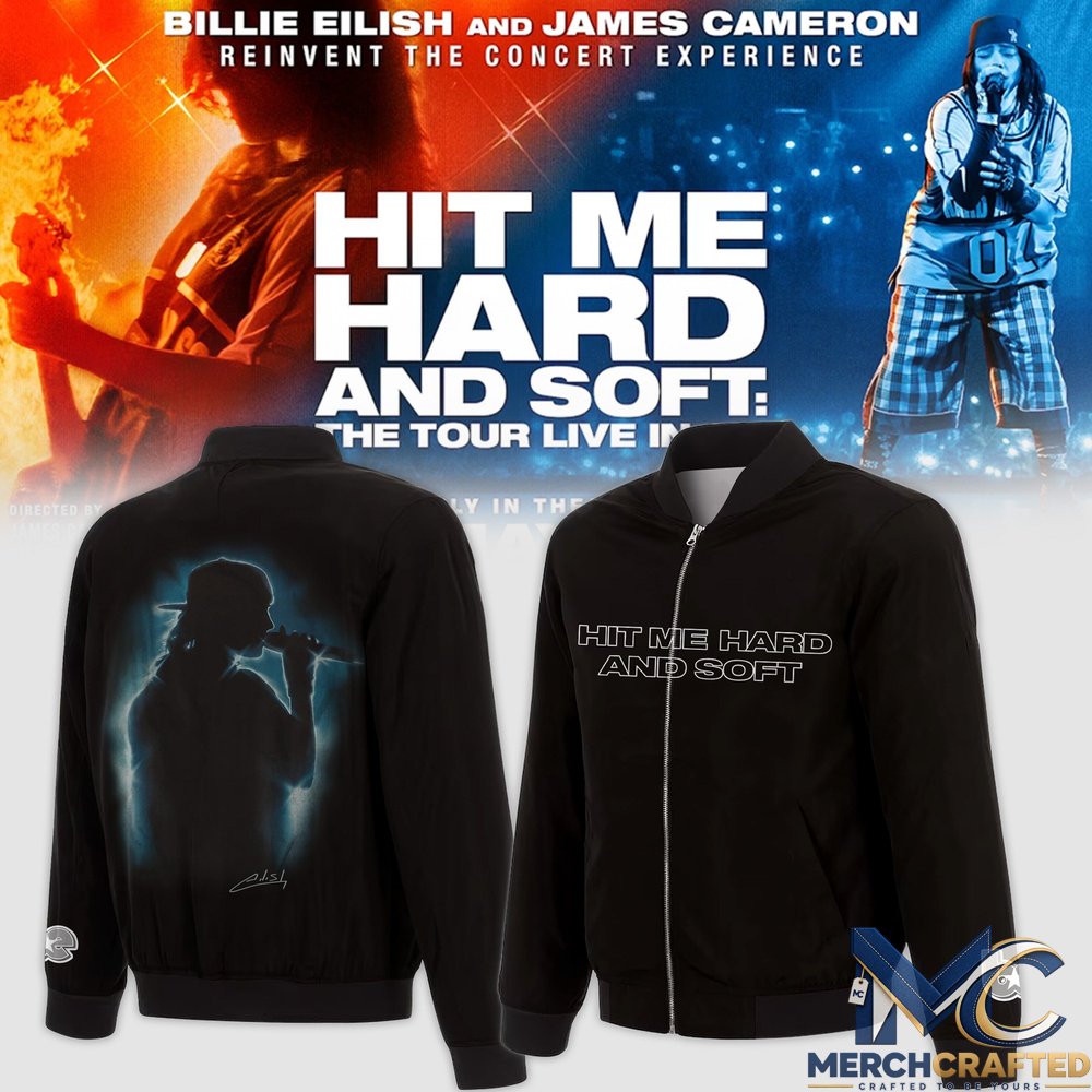 Billie Eilish Hit Me Hard and Soft- The Tour 2026 Black Bomber Jacket