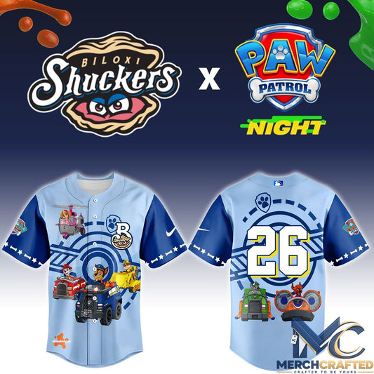Biloxi Shuckers Paw Patrol Night Custom Baseball Jersey