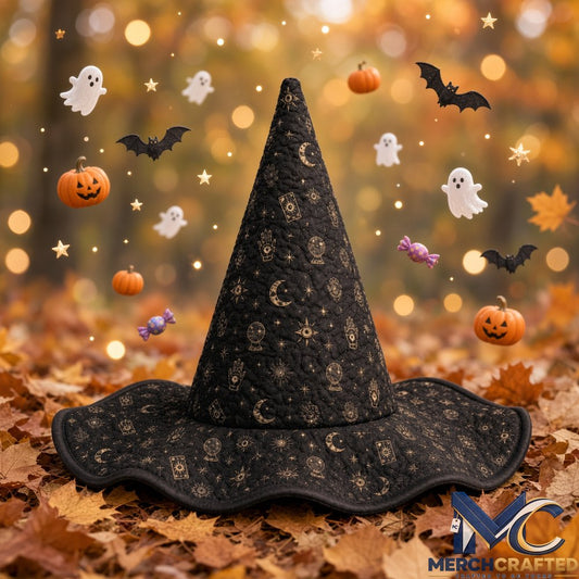 Black Orange Celestial Halloween 2026 Limited Quilted Witch Hat Costume Hat