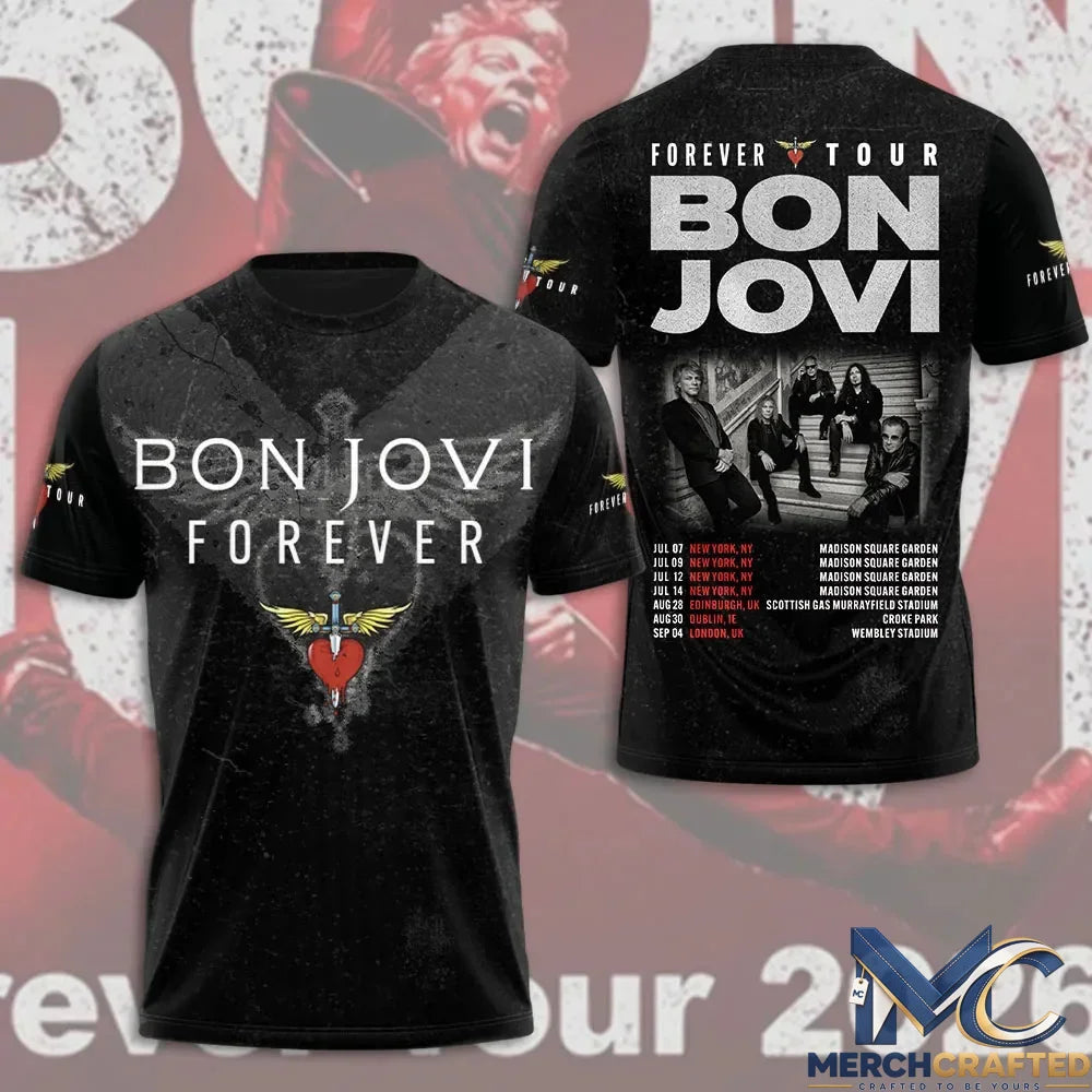 Bon Jovi Forever Tour 2026 Limited Edition T-Shirt – Distressed Black Collection