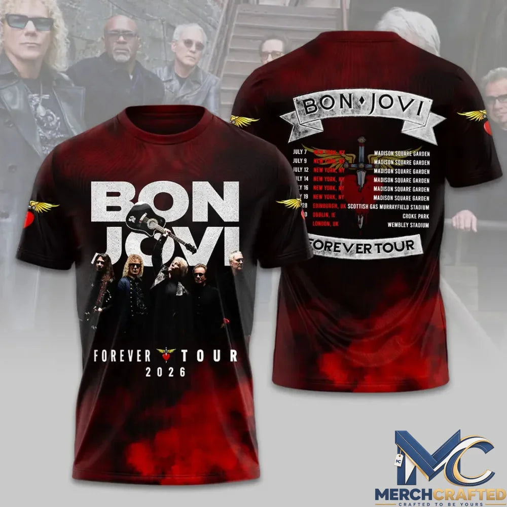 Bon Jovi Forever Tour 2026 Limited Edition T-Shirt – Smoke Gradient Collection