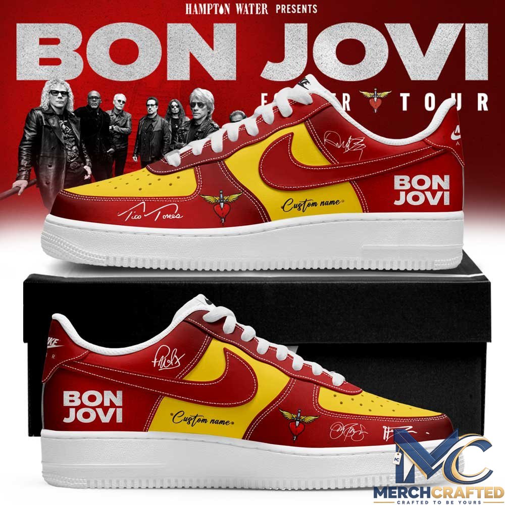 Bon Jovi Forever Tour 2026 Signature Custom Name AF1 Shoes – Yellow Red Edition