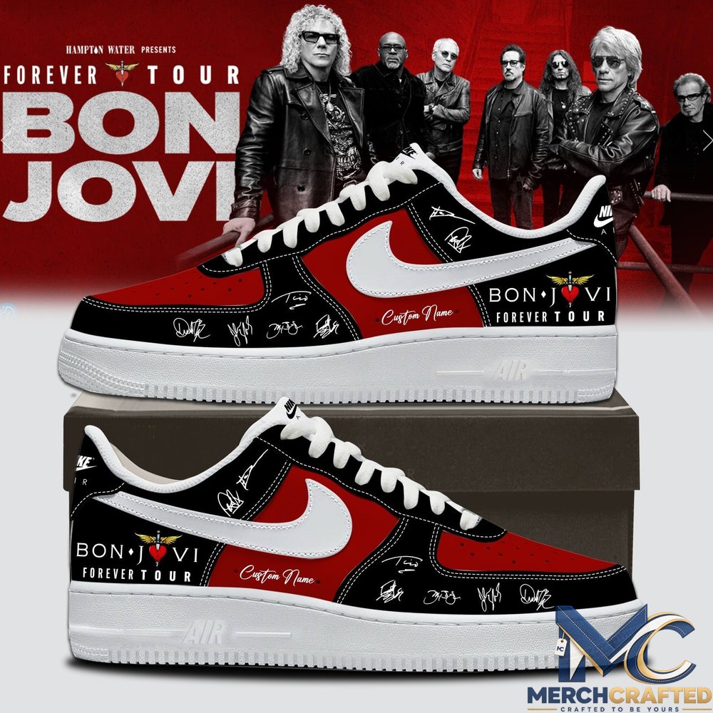 Bon Jovi Forever Tour Signature Collection Limited Edition AF1 Shoes – Red Black White