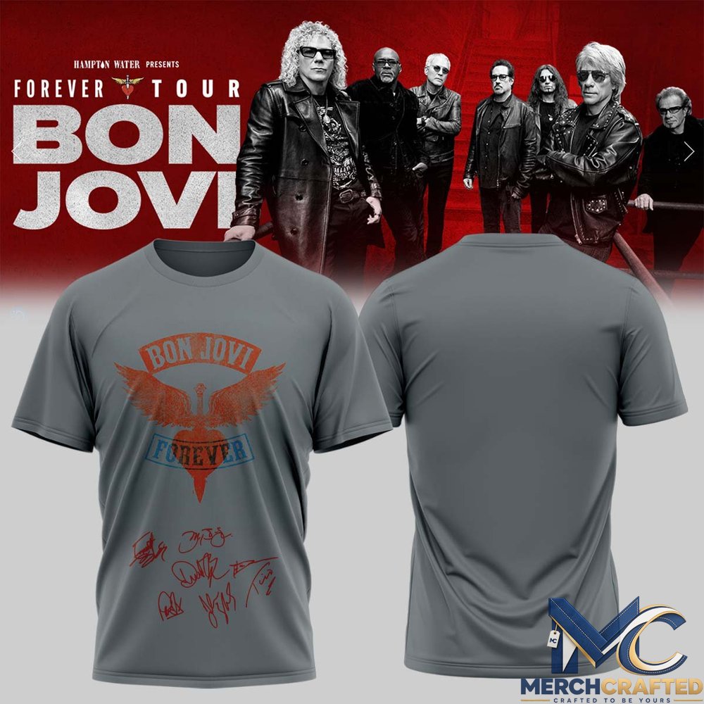 Bon Jovi Forever Tour Signature Collection Limited Edition T-Shirt – Vintage Grey