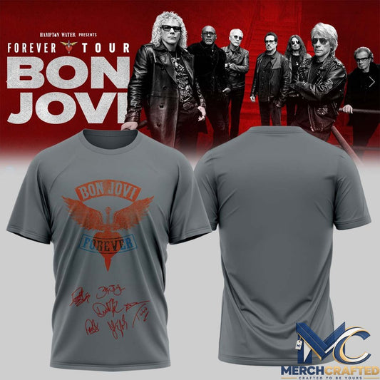 Bon Jovi Forever Tour Signature Collection Limited Edition T-Shirt – Vintage Grey