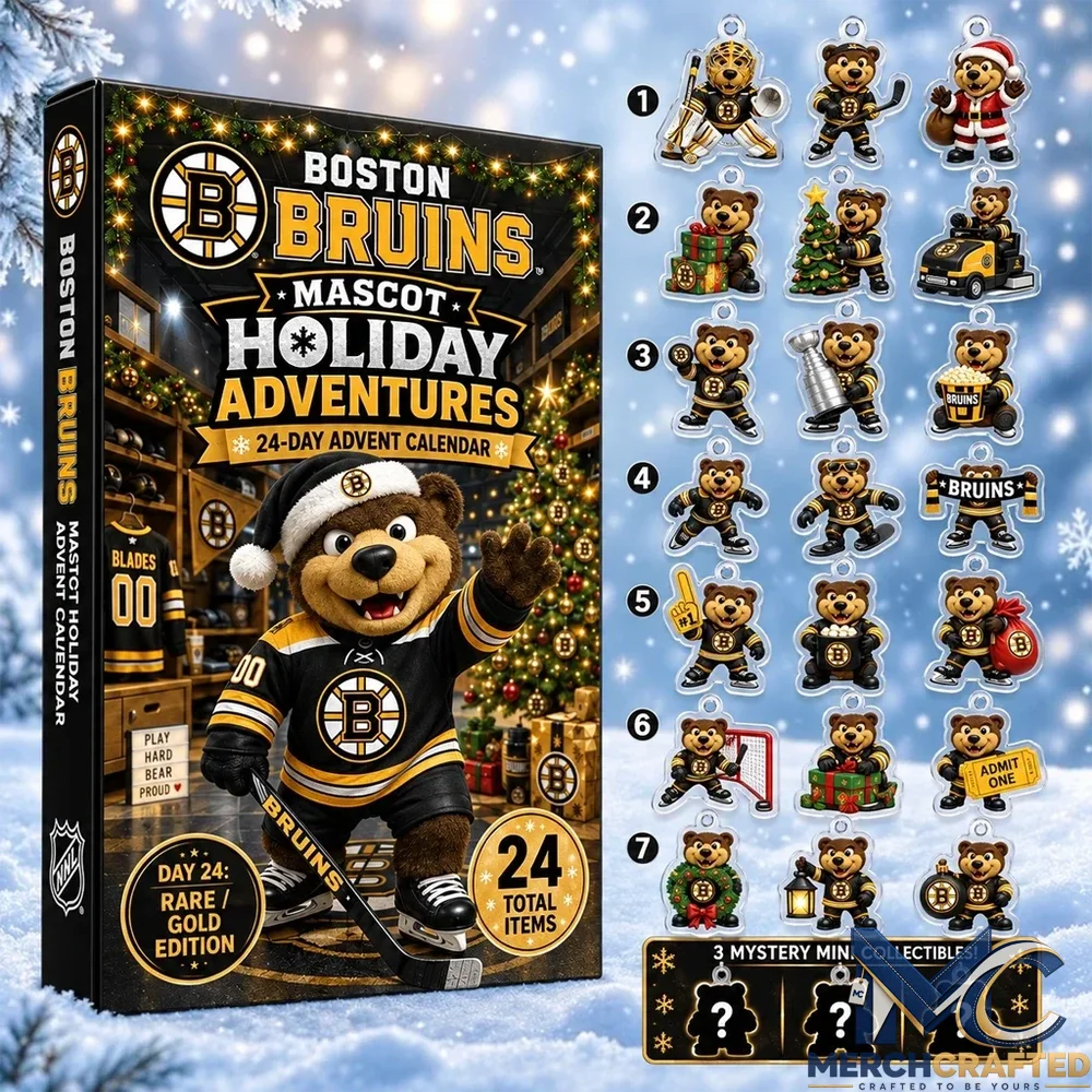Boston Bruins Mascot Advent Calendar 24 Day Hockey Christmas Countdown Collectible Gift for Fans