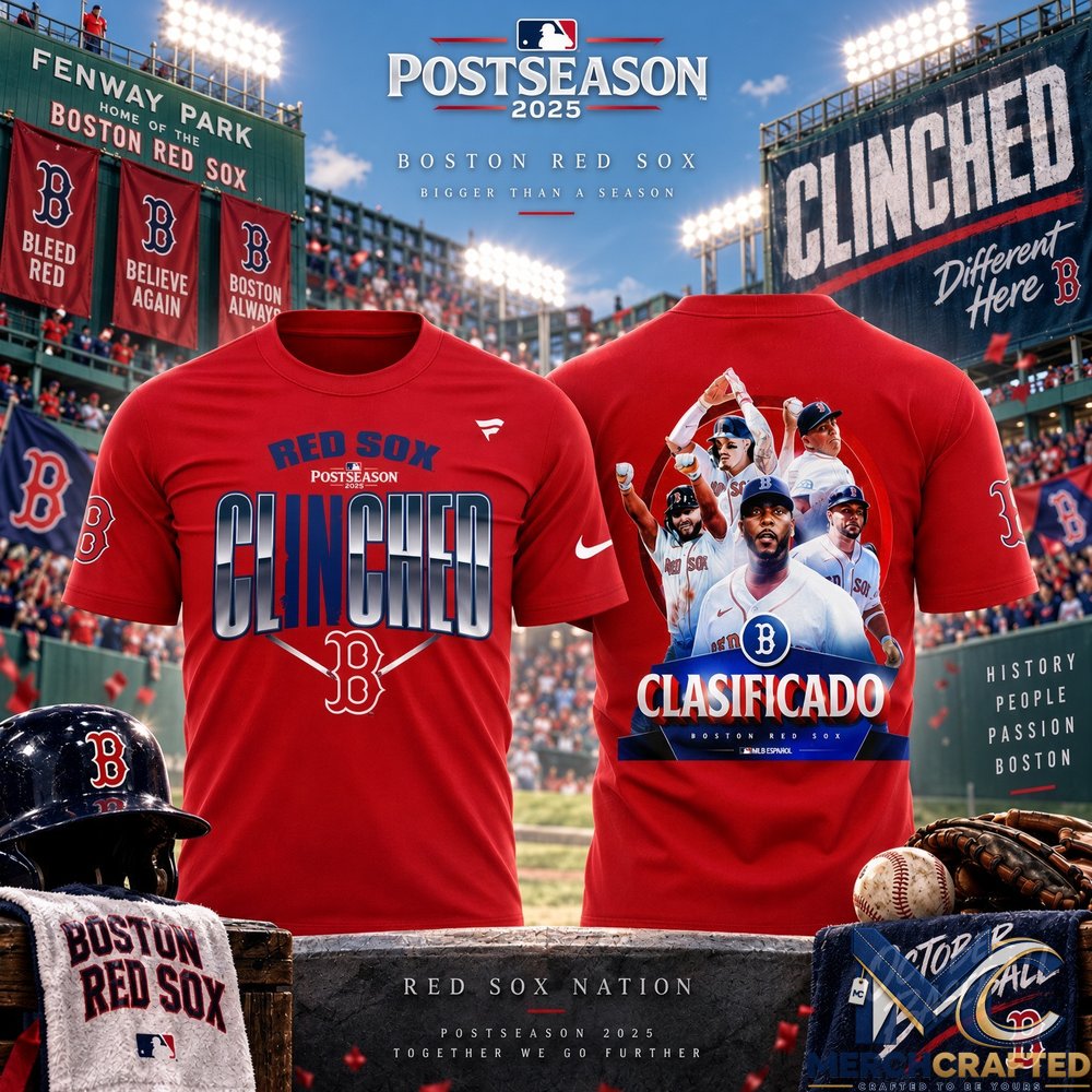 Boston Red Sox 2026 Postseason Clinched T-Shirt – Red Baseball Tee