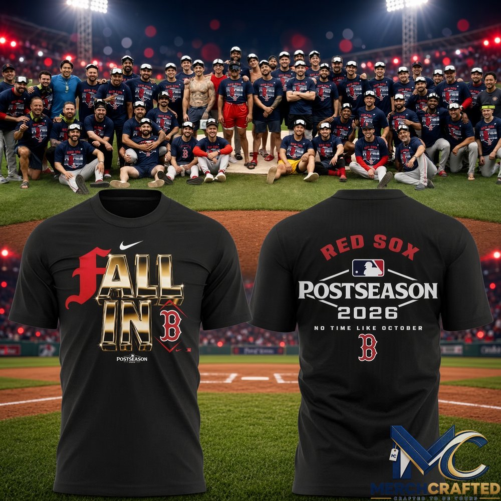 Boston Red Sox 2026 Postseason T-Shirt – Fall In Black Baseball Tee