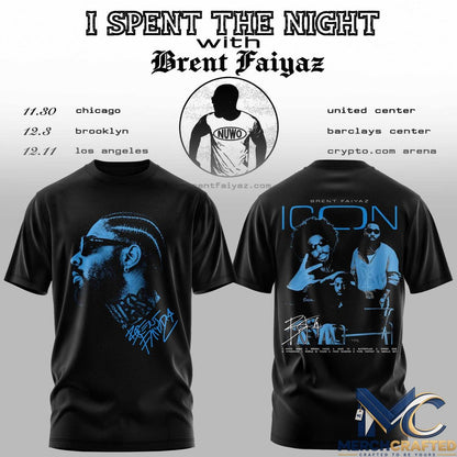 Brent Faiyaz I Spent The Night Tour 2026 T-Shirt Concert Merch Tee