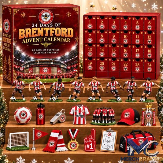 Brentford FC 24 Day Christmas Advent Calendar Football Fan Gift Set with Collectibles