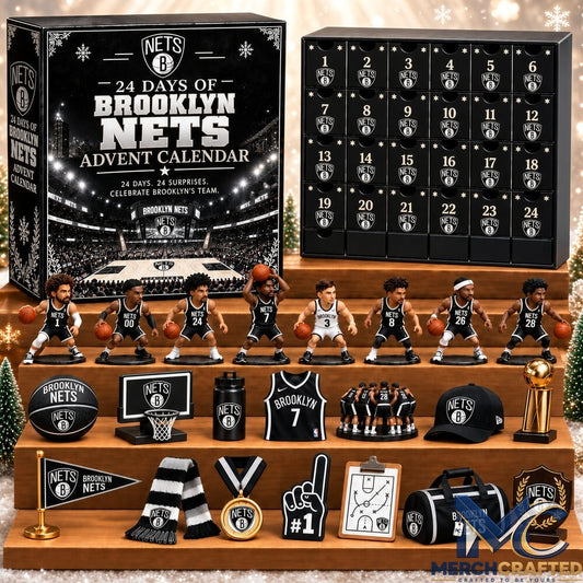 Brooklyn Nets NBA 24 Day Christmas Advent Calendar Basketball Fan Gift Set with Collectibles