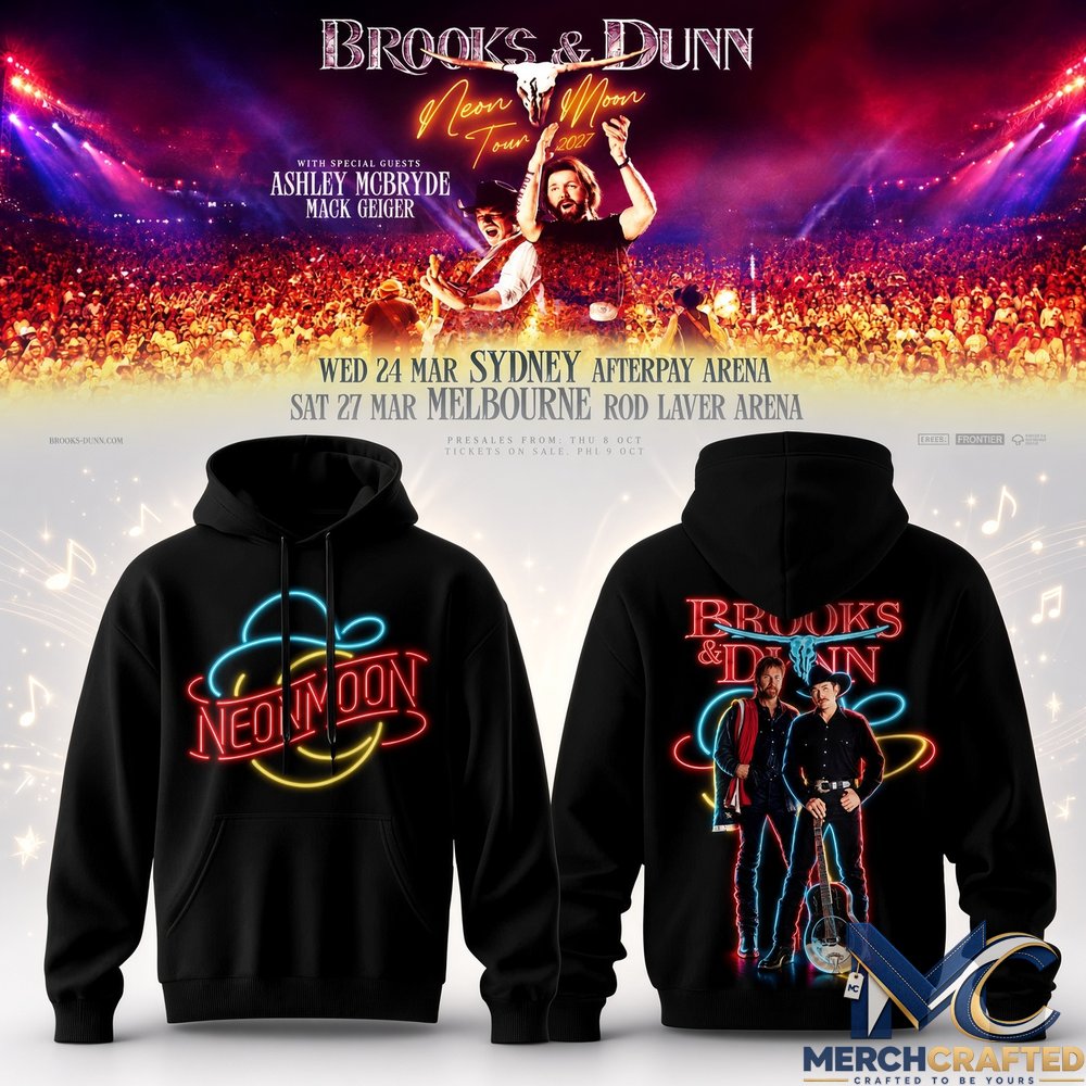 Brooks and Dunn Neon Moon Tour 2027 Hoodie Country Music Concert Graphic Sweatshirt