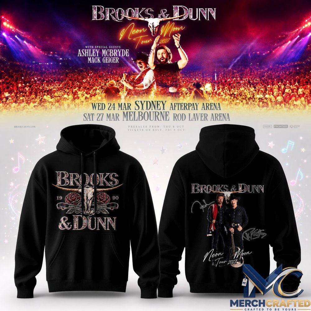 Brooks and Dunn Neon Moon Tour 2027 Hoodie Country Music Concert Graphic Sweatshirt