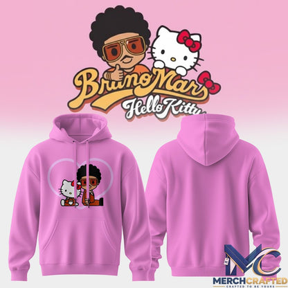 Bruno Mars Hello Kitty Hoodie Chibi Character Collaboration Cute Music Graphic Sweatshirt
