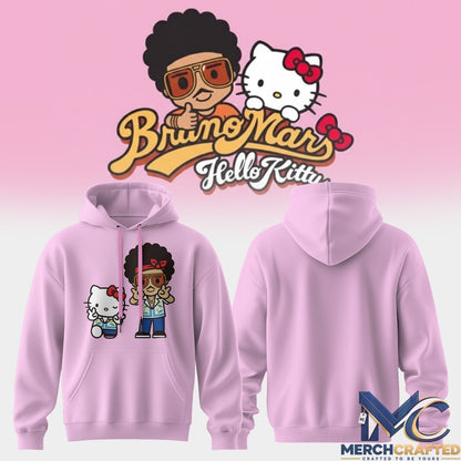 Bruno Mars Hello Kitty Hoodie Chibi Character Collaboration Cute Music Graphic Sweatshirt