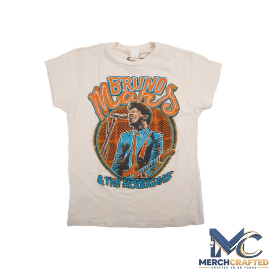 Bruno Mars & The Hooligans Retro Concert T-Shirt – Cream Limited Edition