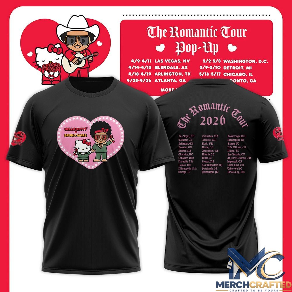 Bruno Mars x Hello Kitty “The Romantic Tour” T-shirt – Merch Crafted
