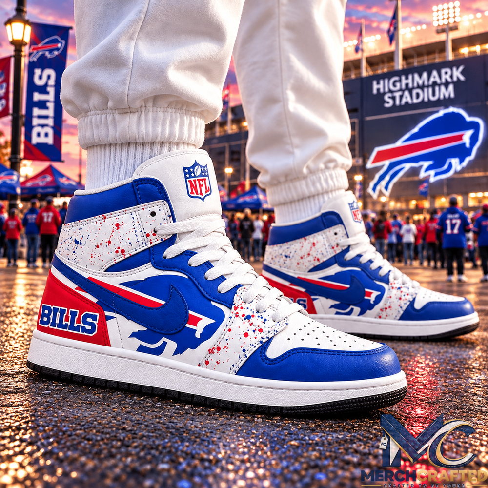 Buffalo Bills Football Blue Red White High Top Sneakers for Men and Women