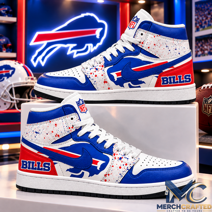 Buffalo Bills Football Blue Red White High Top Sneakers for Men and Women
