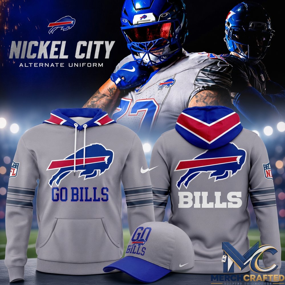 Buffalo Bills Nickel City Alternate Hoodie  Go Bills Graphic Hoodie and Cap for Football Fans