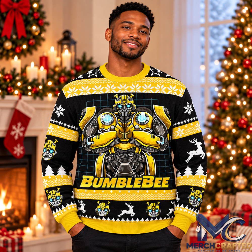 Bumblebee Transformers Ugly Christmas Sweater Holiday Robot Gift